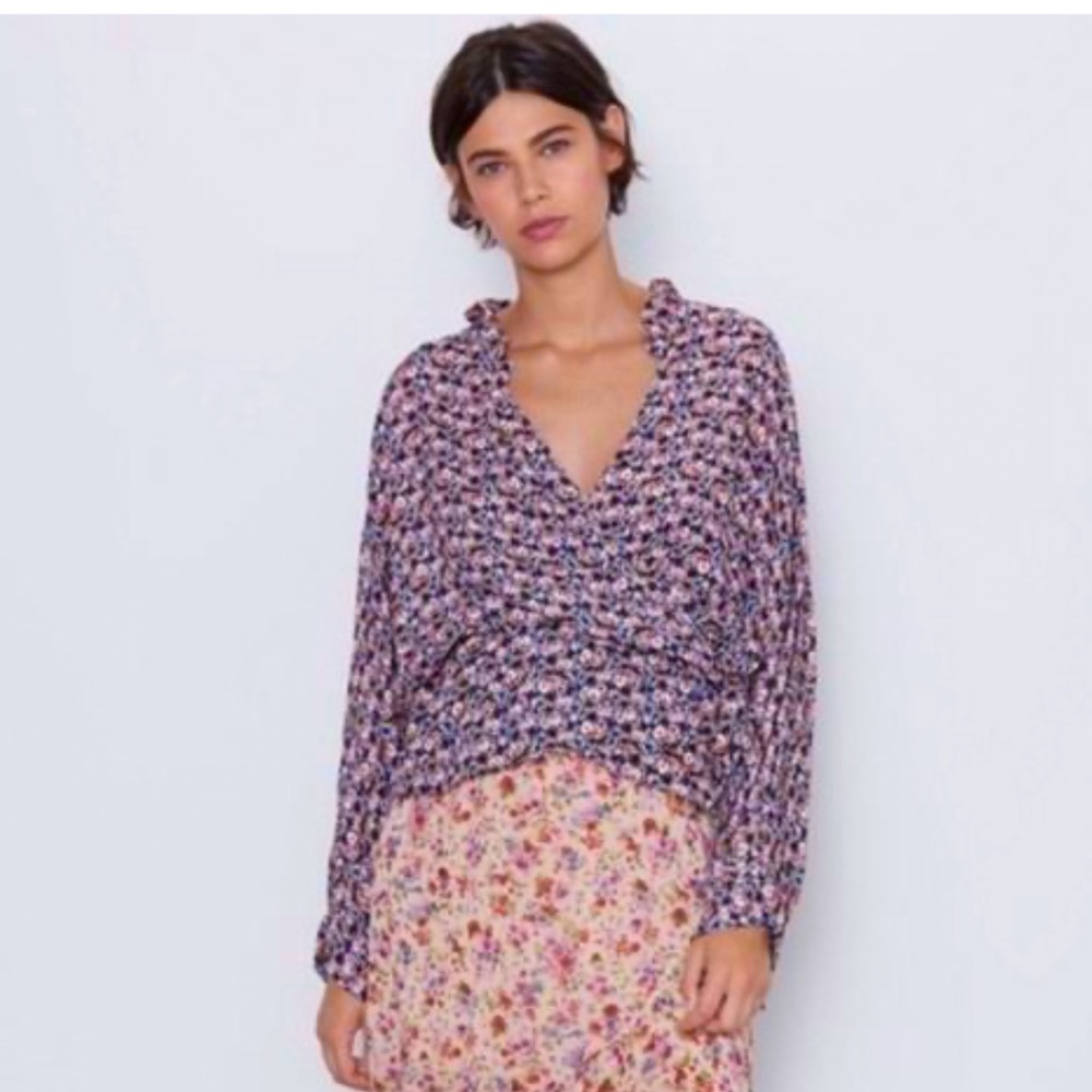 ZARA long sleeve floral top size S